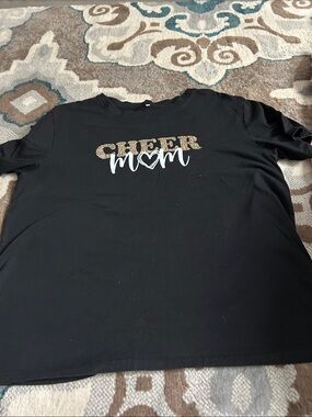 Cheer Mom Short Sleeve Tee - Black with Gold Accent